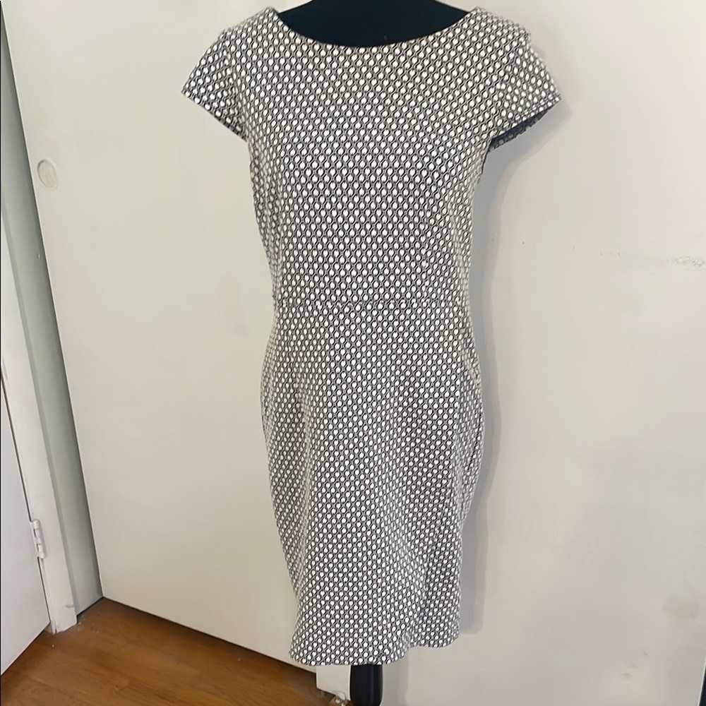 Classic Black & White Printed Midi Dress